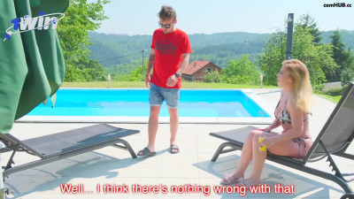 Cheating wife breaks college rules and gets hot, public oral pleasure from crazy hous